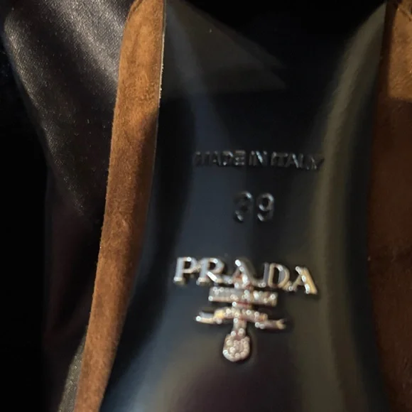 Prada Women's Dark Brown Suede Mules - Picture 4 of 7